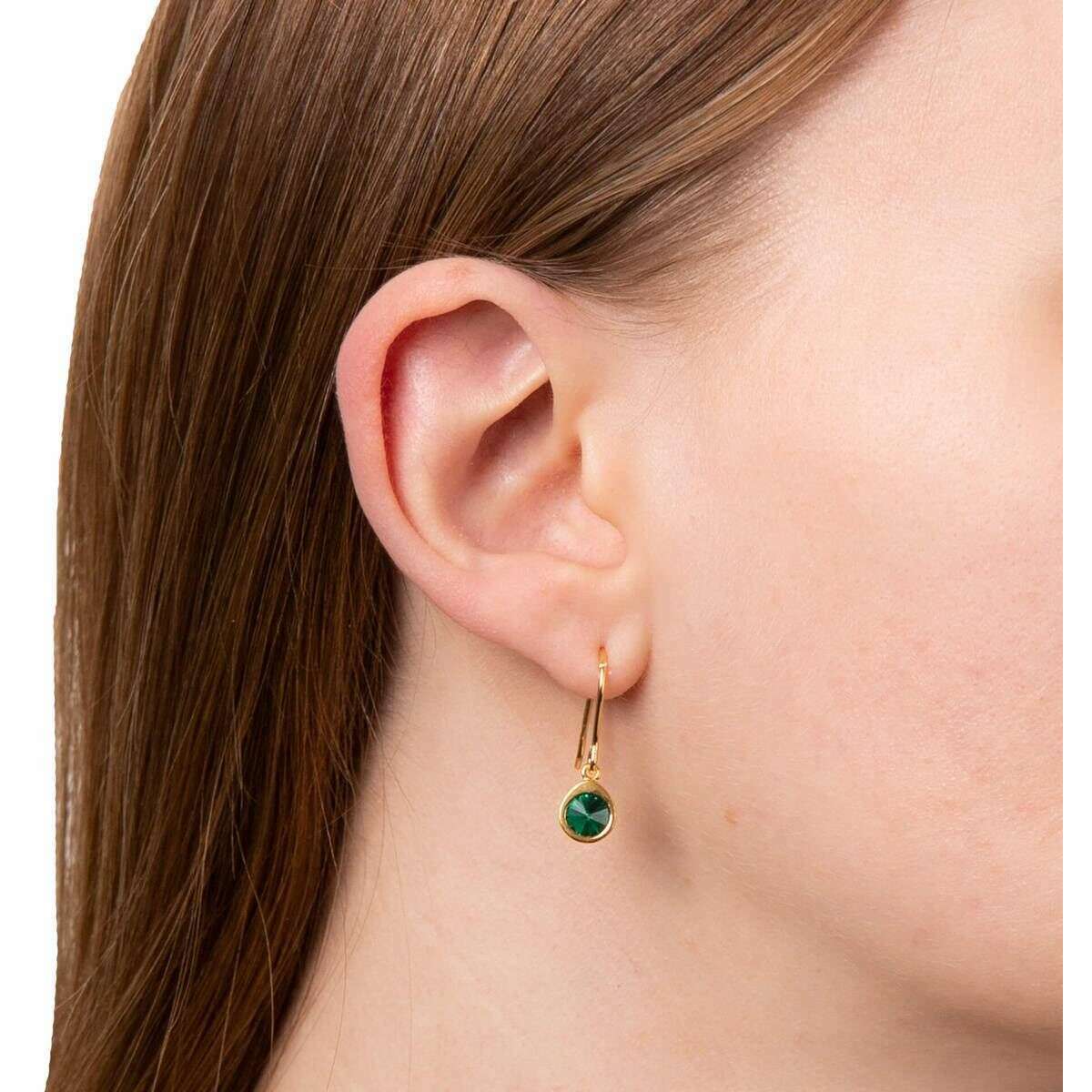 Beginnings Crystal Drop Earrings - Gold/Emerald Green - Image 2