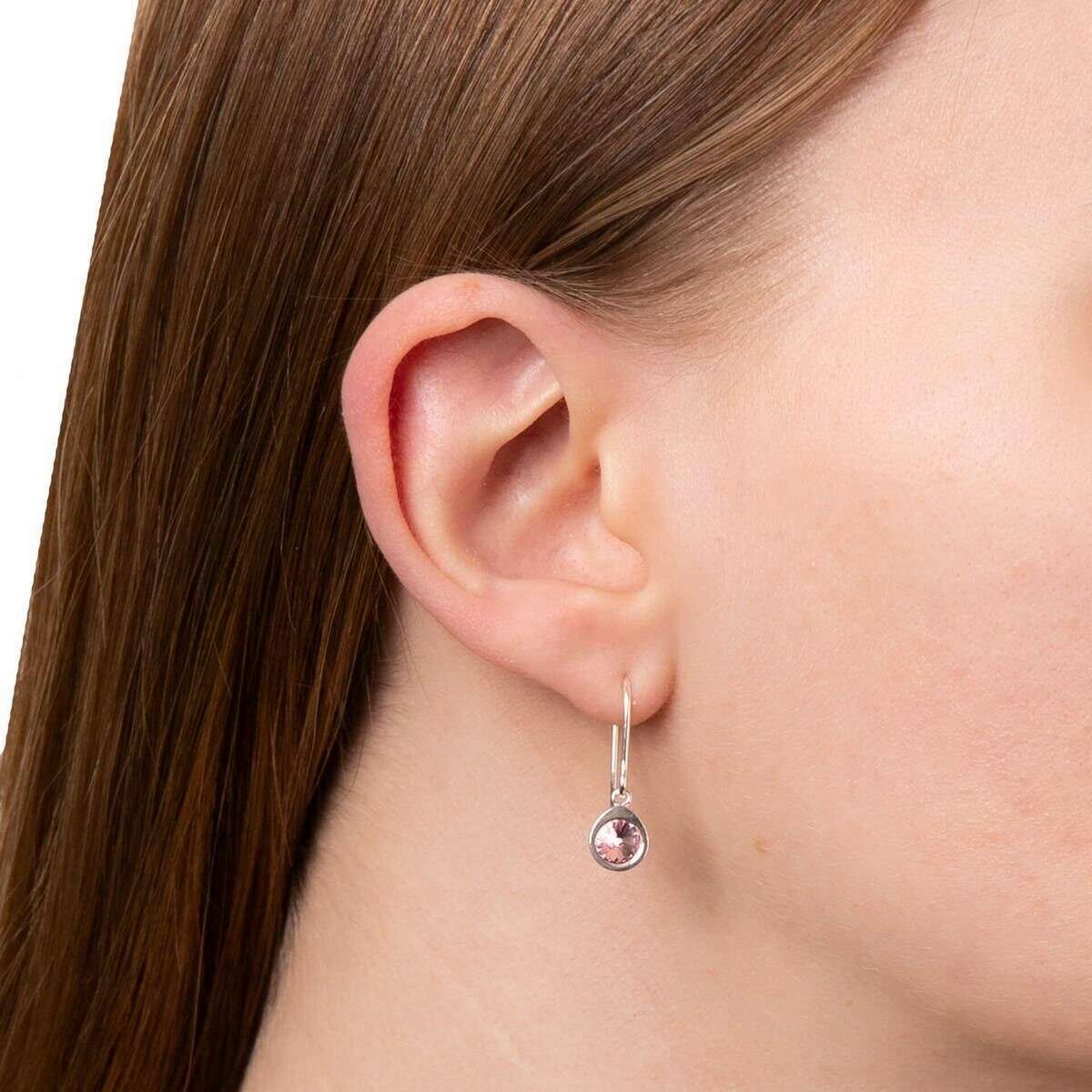 Beginnings Crystal Drop Earrings - Silver/Light Rose Pink - Image 2
