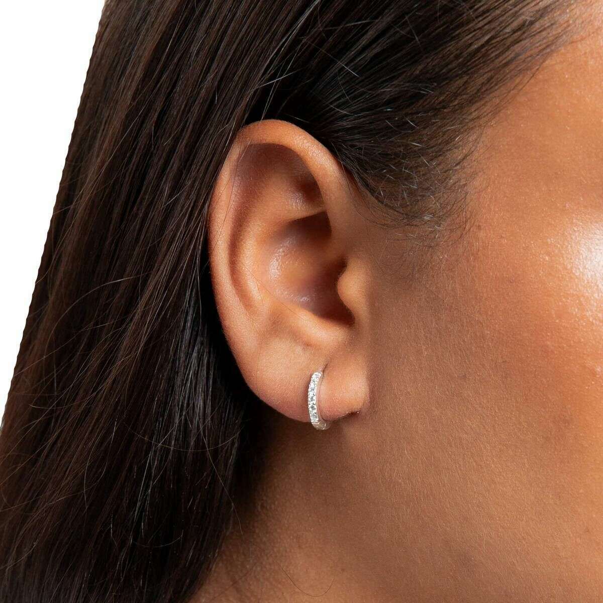 Beginnings Crystal Hoop Earrings - Silver - Image 2