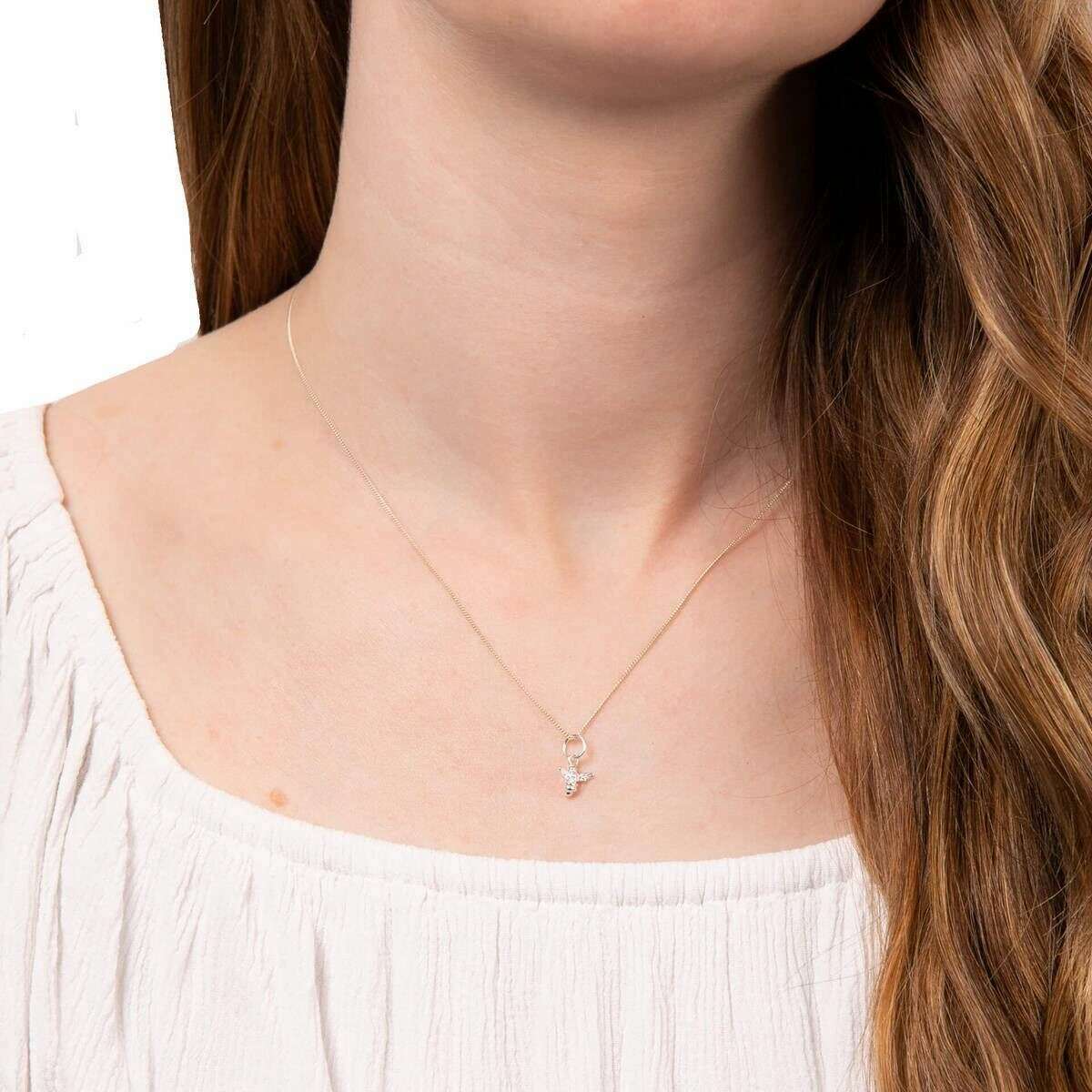 Beginnings Cubic Zirconia Bee Charm Pendant - Silver - Image 2