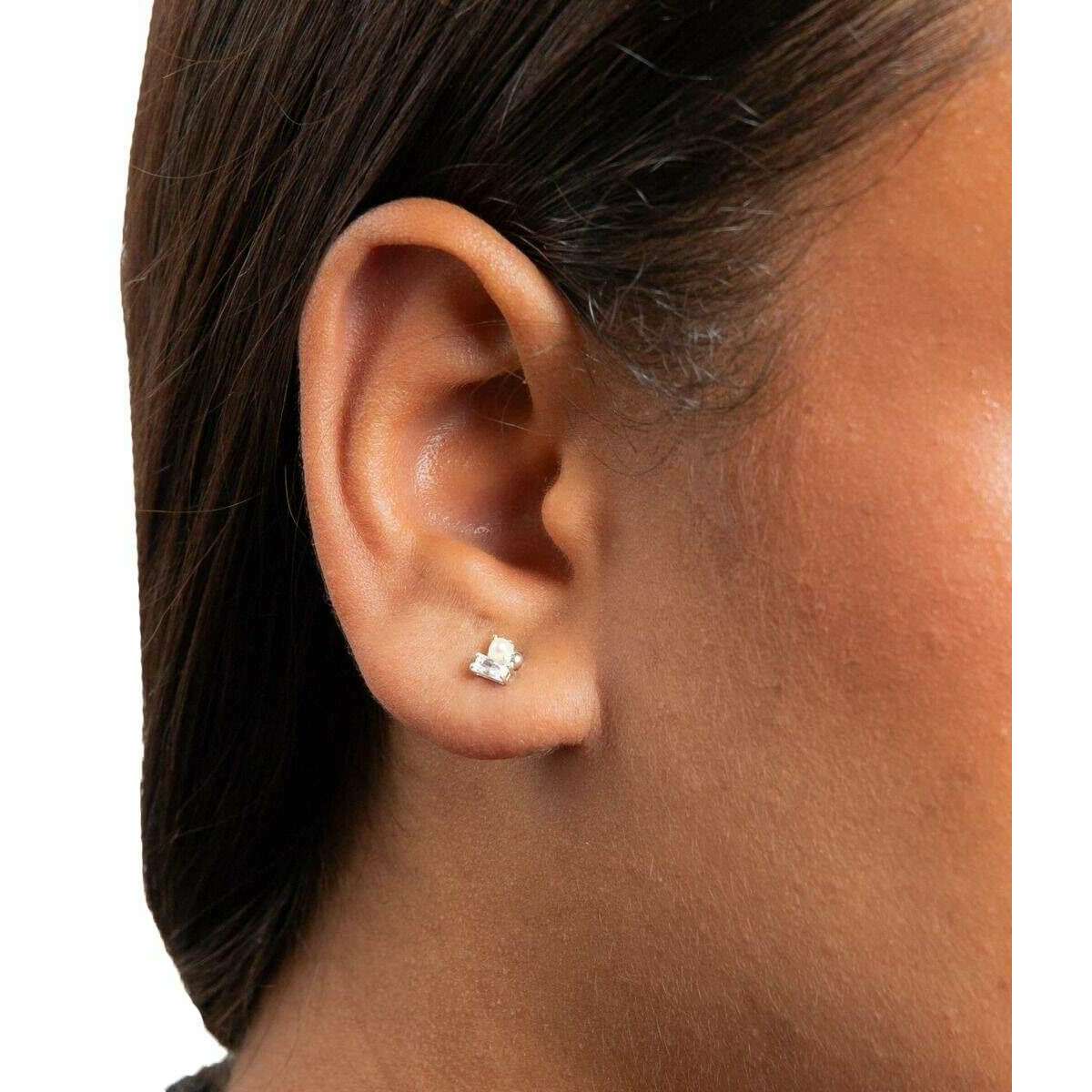 Beginnings Dainty Cluster Stud Earrings - Silver/White - Image 2