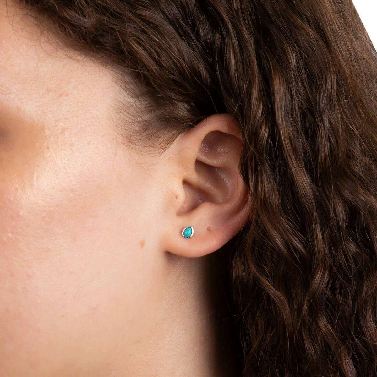 Beginnings December Semi-Precious Birthstone Earrings - Silver/Blue - Image 2