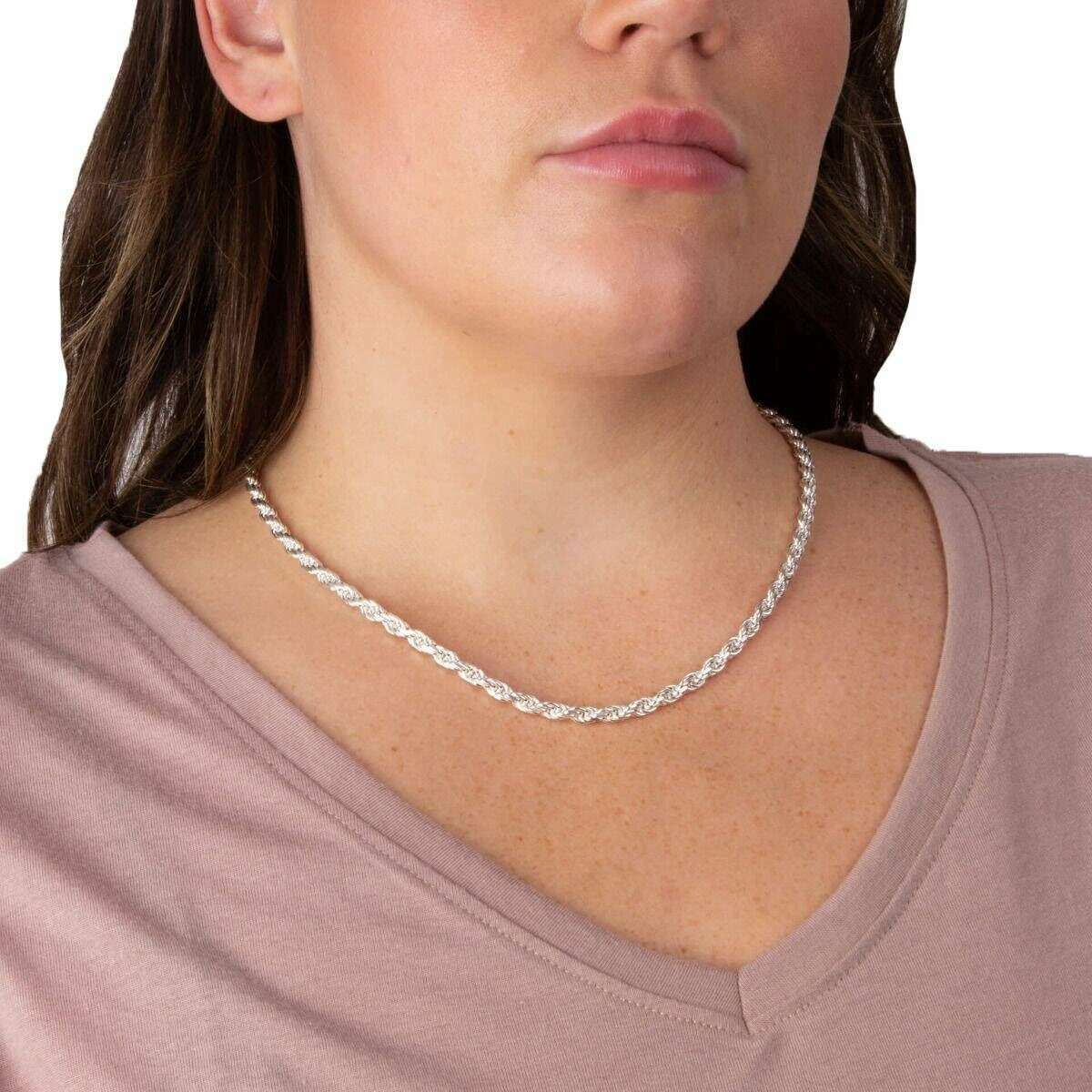 Beginnings Diamond Cut Rope Chain Necklace - Silver - Image 2