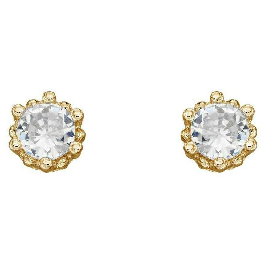 Beginnings Dotted Edge Round Stud Earrings - Gold