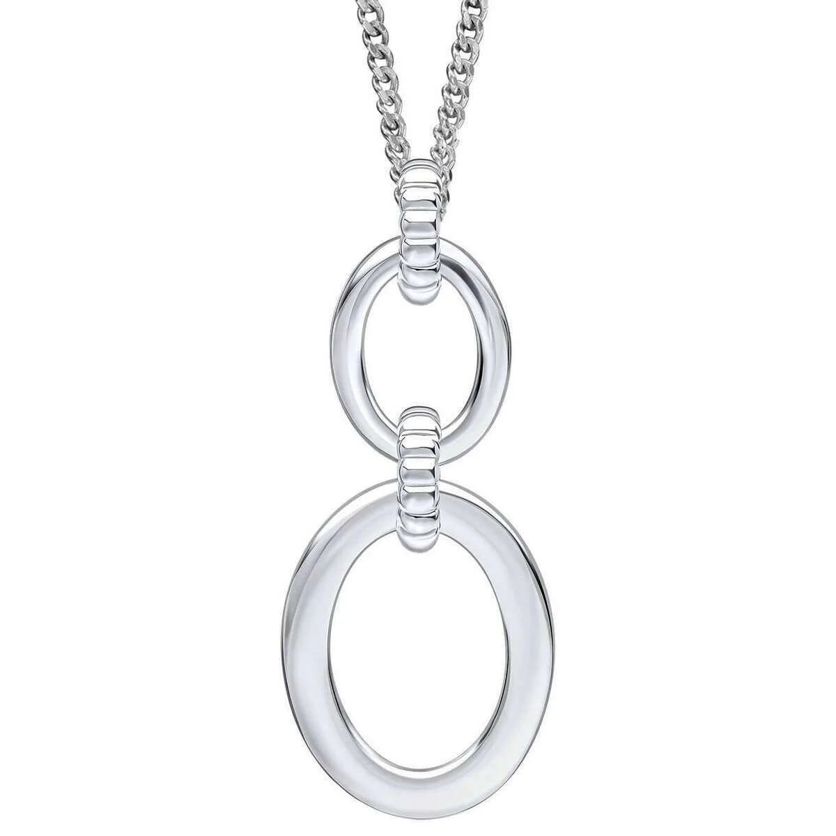 Beginnings Double Oval Drop Textured Connection Link Pendant - Silver