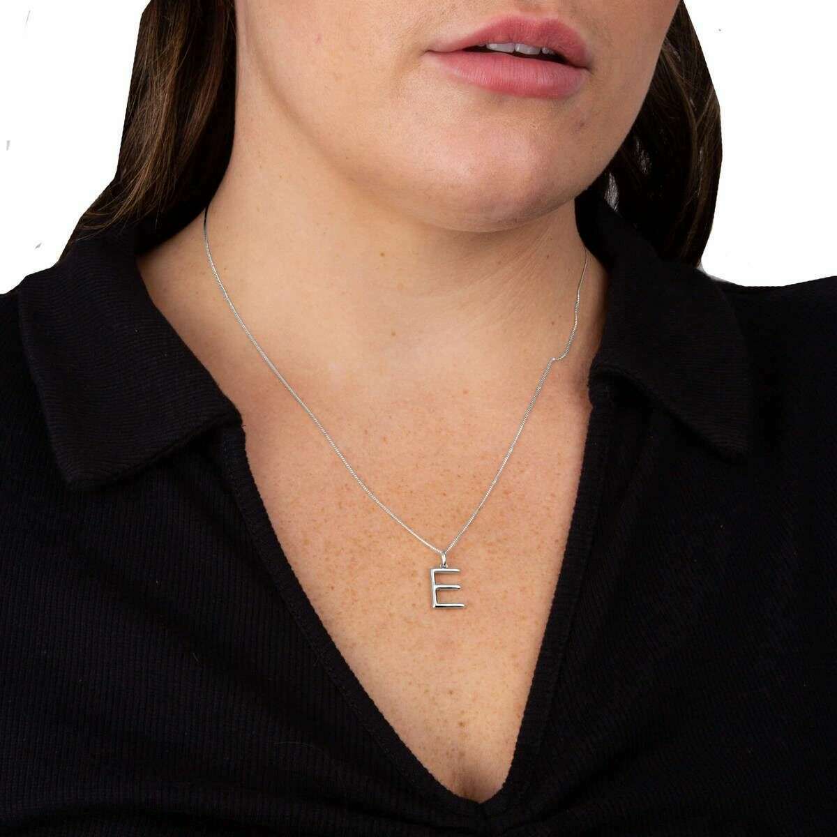 Beginnings E Initial Pendant - Silver - Image 2