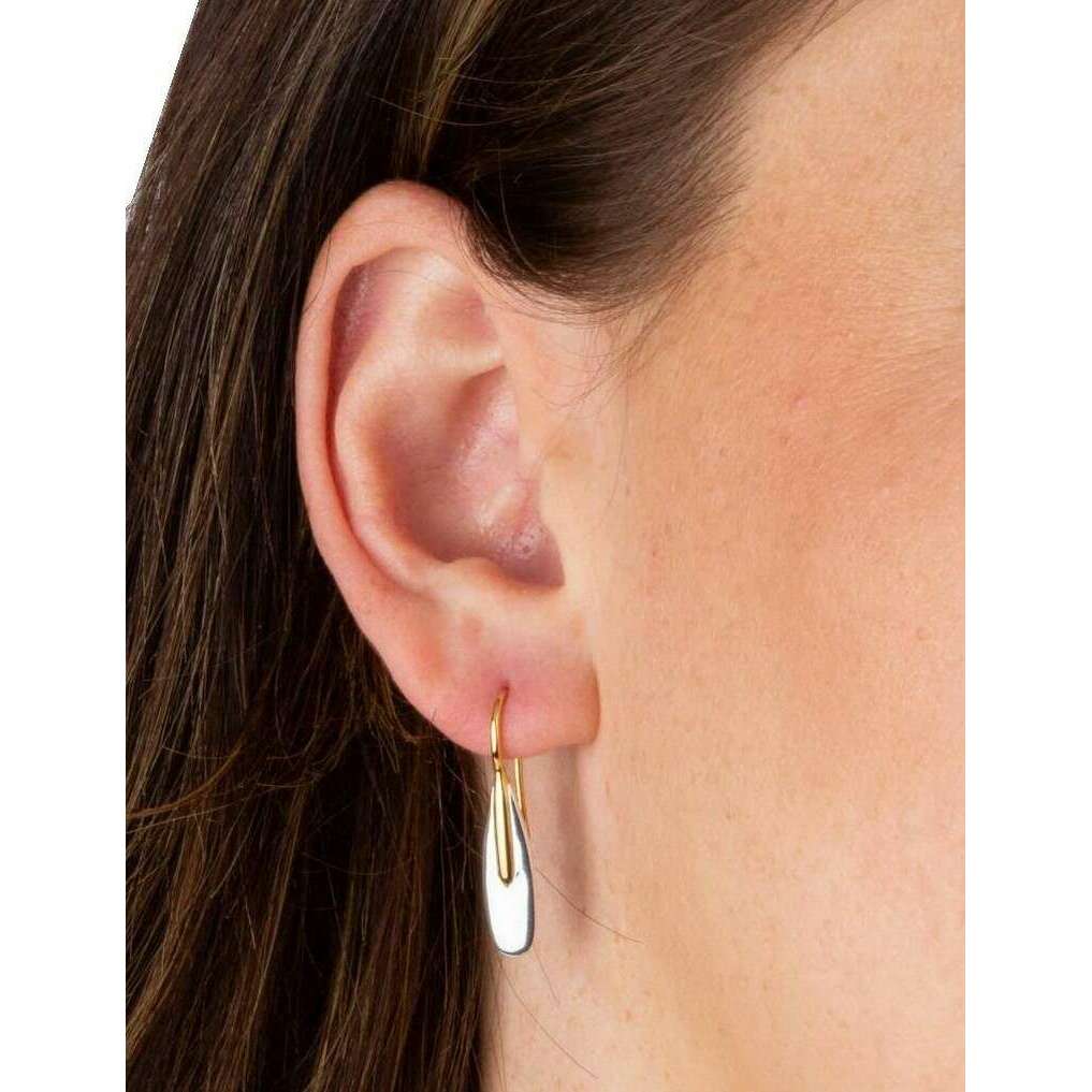 Beginnings Elongated Pebble Drop Earrings - Silver/Gold - Image 2