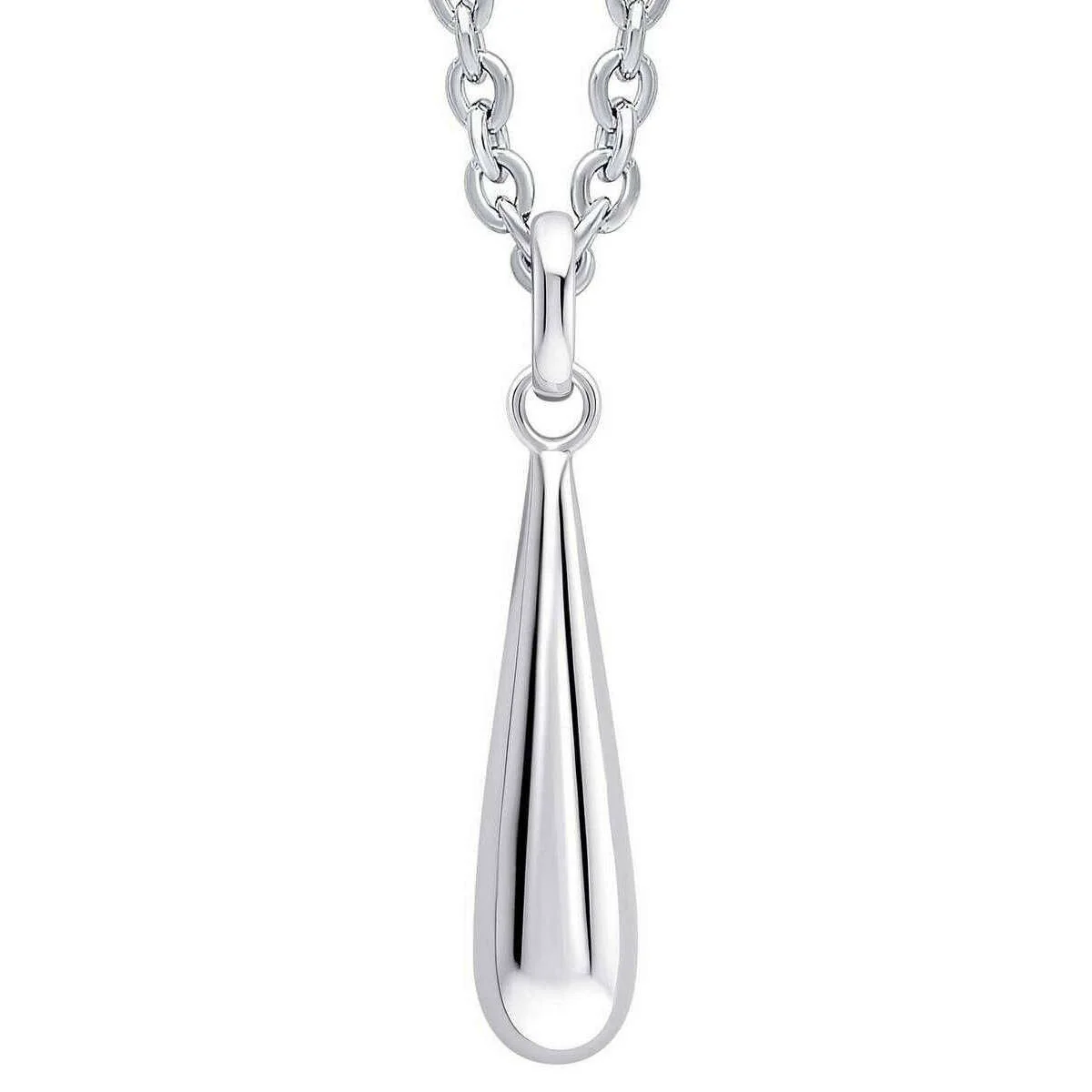 Beginnings Elongated Teardrop Pendant - Silver
