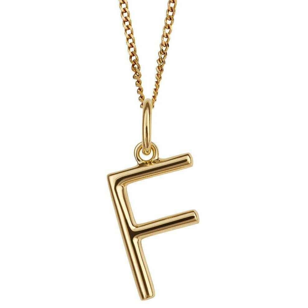 Beginnings F Initial Pendant - Gold