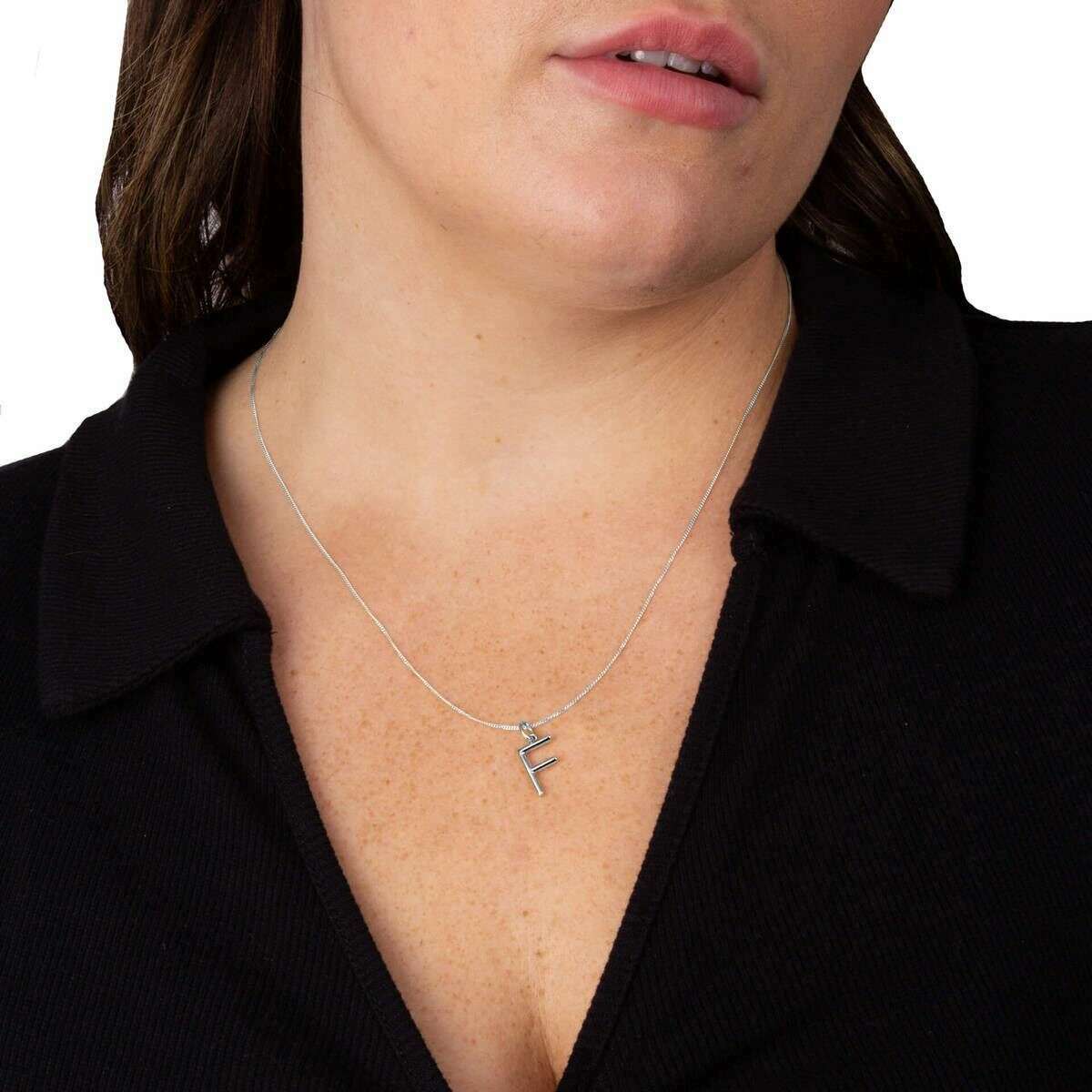 Beginnings F Initial Pendant - Silver - Image 2