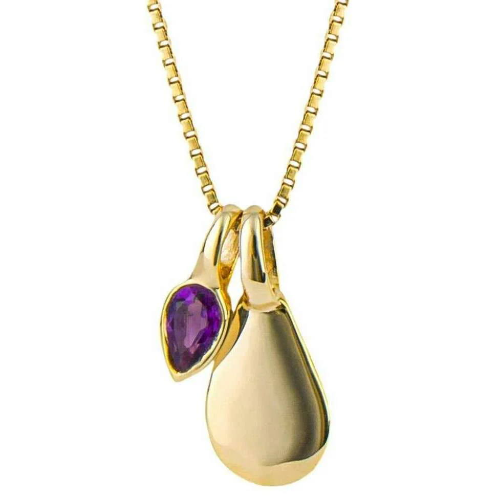 Beginnings February Semi-Precious Birthstone Necklace - Gold/Purple
