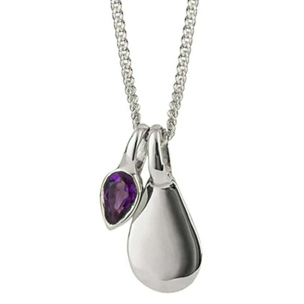 Beginnings February Semi-Precious Birthstone Necklace - Silver/Purple