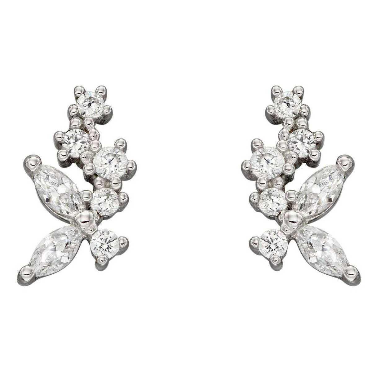 Beginnings Flower Gemstone Stud Earrings - Silver