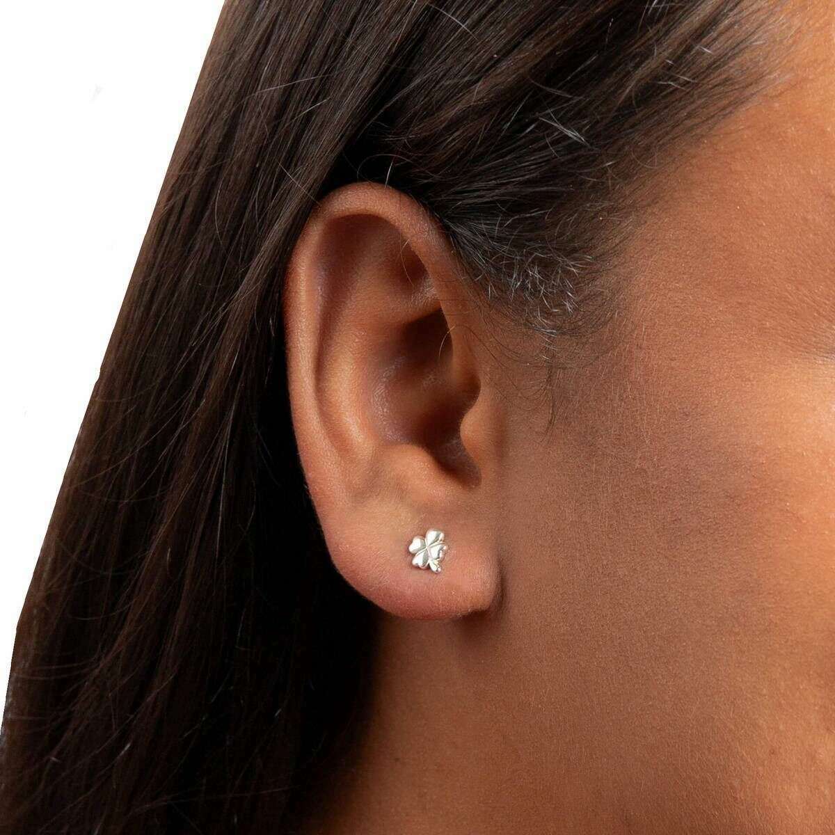 Beginnings Four Leaf Clover Stud Earrings - Silver - Image 2