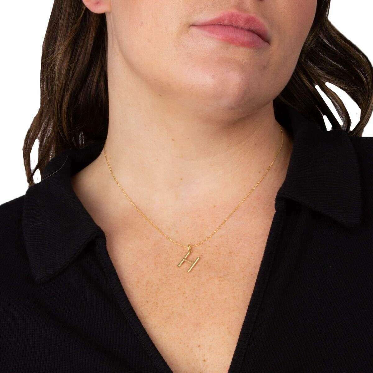 Beginnings H Initial Pendant - Gold - Image 2