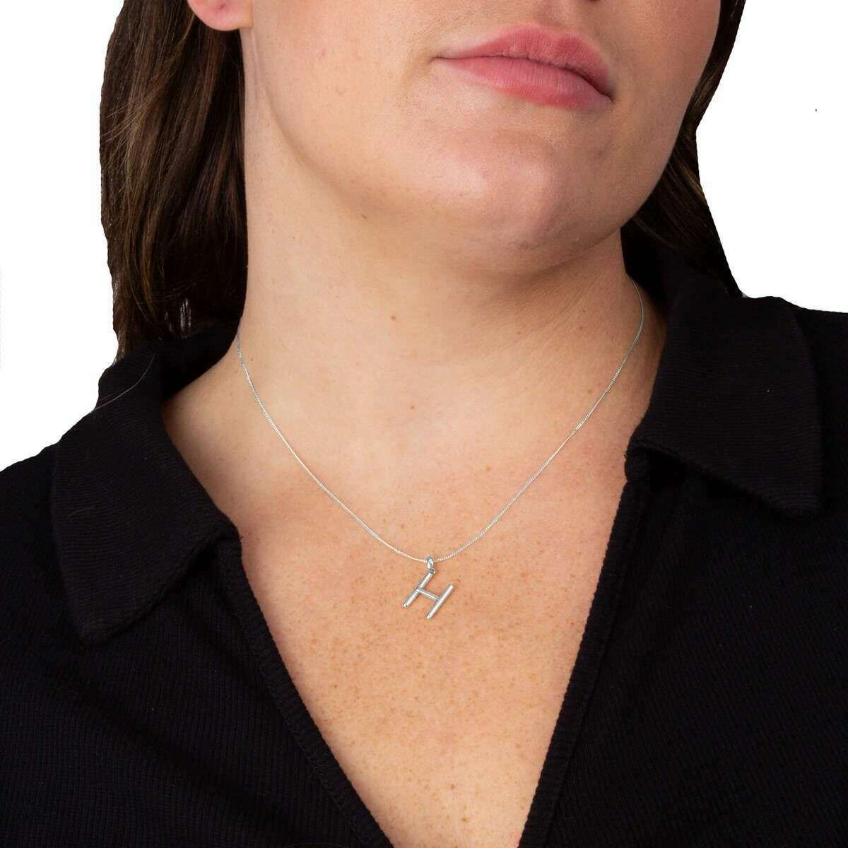 Beginnings H Initial Pendant - Silver - Image 2