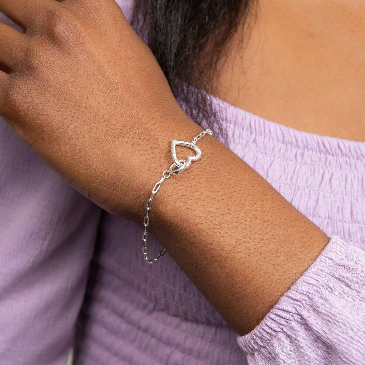 Beginnings Heart Connection Chain Bracelet - Silver - Image 2