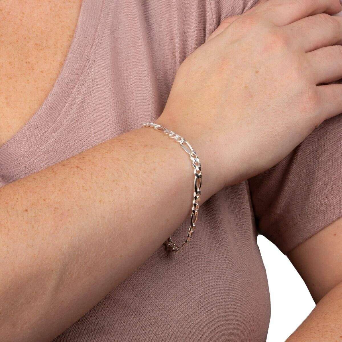 Beginnings Heavyweight Figaro Chain Bracelet - Silver - Image 3