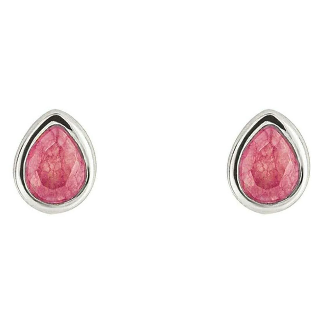 Beginnings July Semi-Precious Birthstone Earrings - Silver/Pink