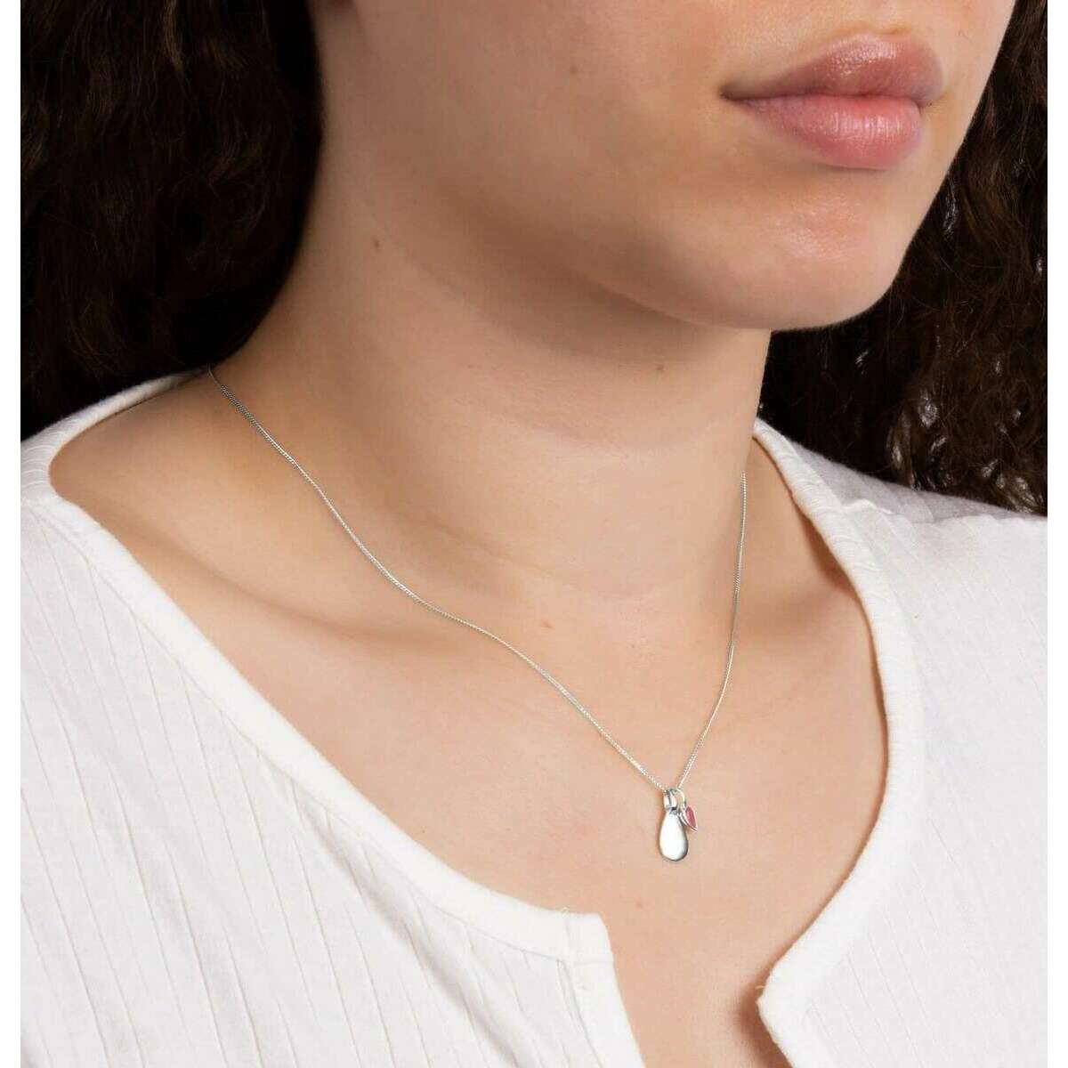 Beginnings July Semi-Precious Birthstone Necklace - Silver/Pink - Image 2
