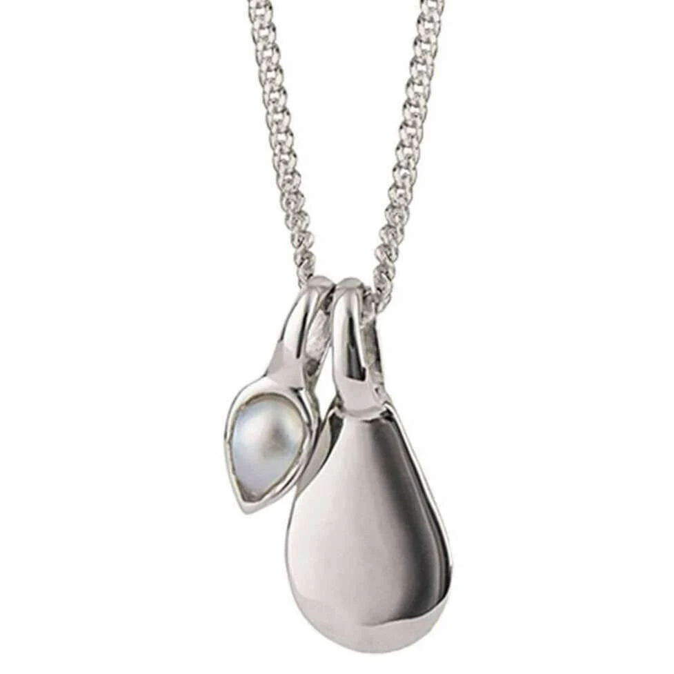 Beginnings June Semi-Precious Birthstone Necklace - Silver/Pearl