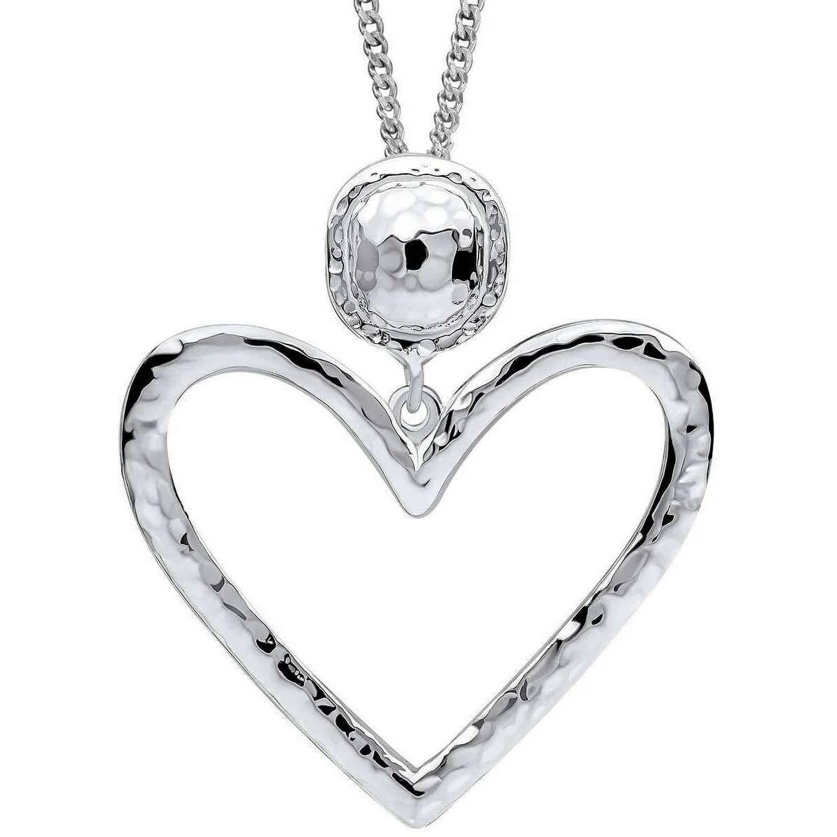 Beginnings Large Hammered Heart Pendant - Silver