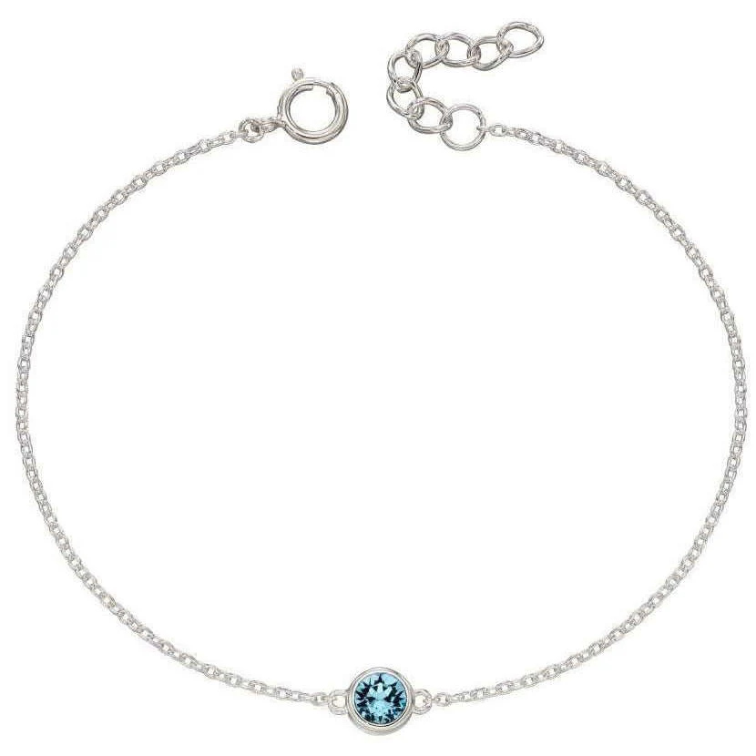 Beginnings March Birthstone Bracelet - Silver/Aquamarine
