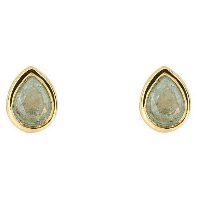 Beginnings March Semi-Precious Birthstone Earrings - Gold/Blue