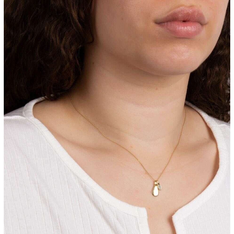 Beginnings March Semi-Precious Birthstone Necklace - Gold/Blue - Image 2