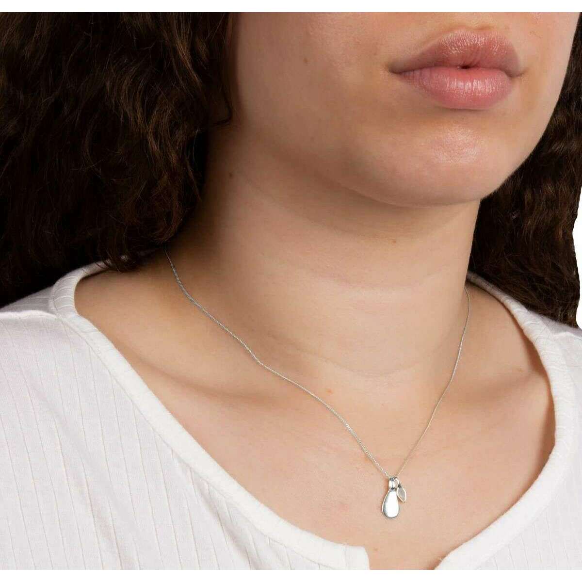 Beginnings March Semi-Precious Birthstone Necklace - Silver/Blue - Image 2