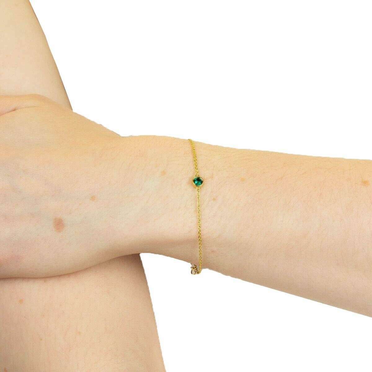 Beginnings May Crystal Birthstone Bracelet - Gold/Green - Image 2