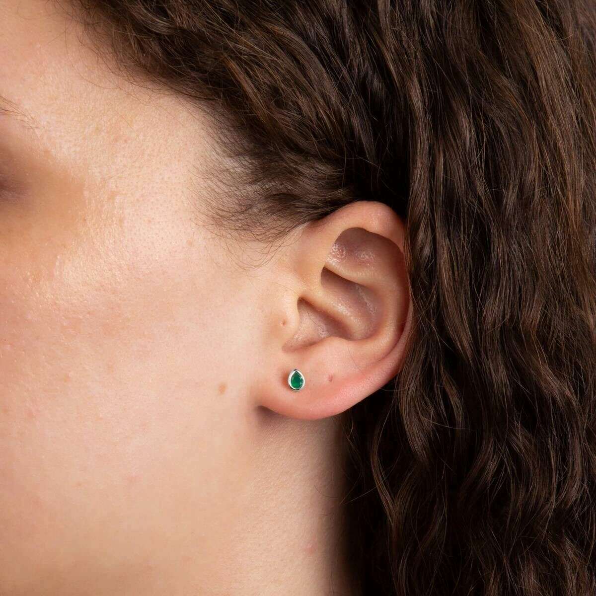 Beginnings May Semi-Precious Birthstone Earrings - Silver/Green - Image 2