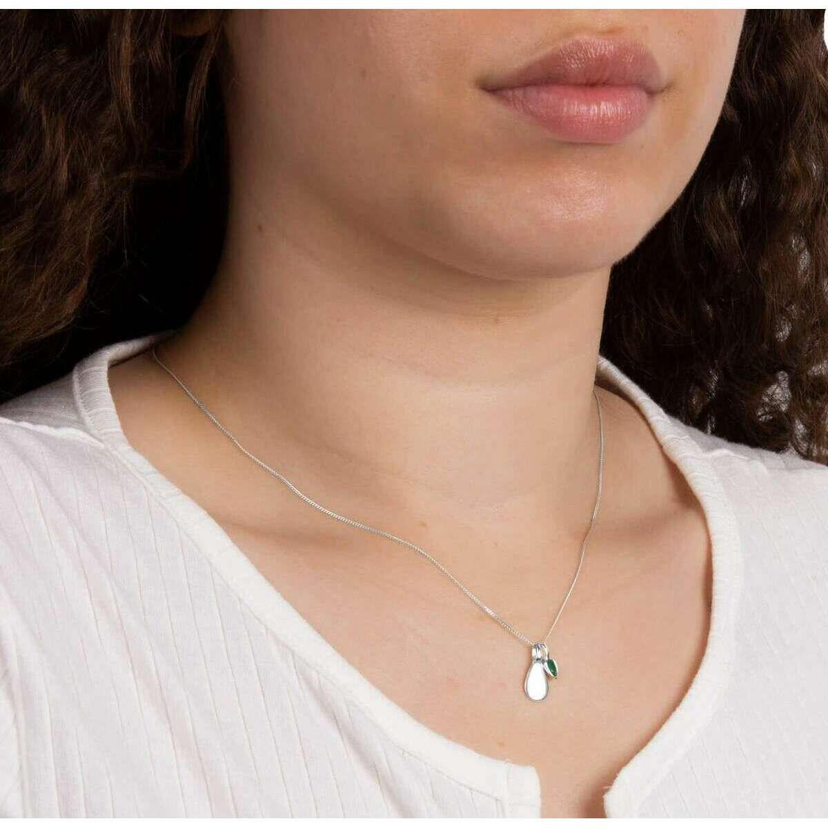 Beginnings May Semi-Precious Birthstone Necklace - Silver/Green - Image 2