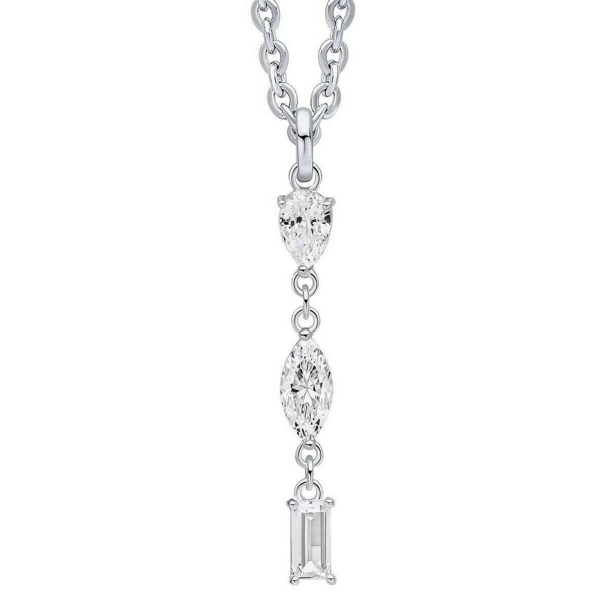 Beginnings Mixed Shapes Long Pendant - Silver