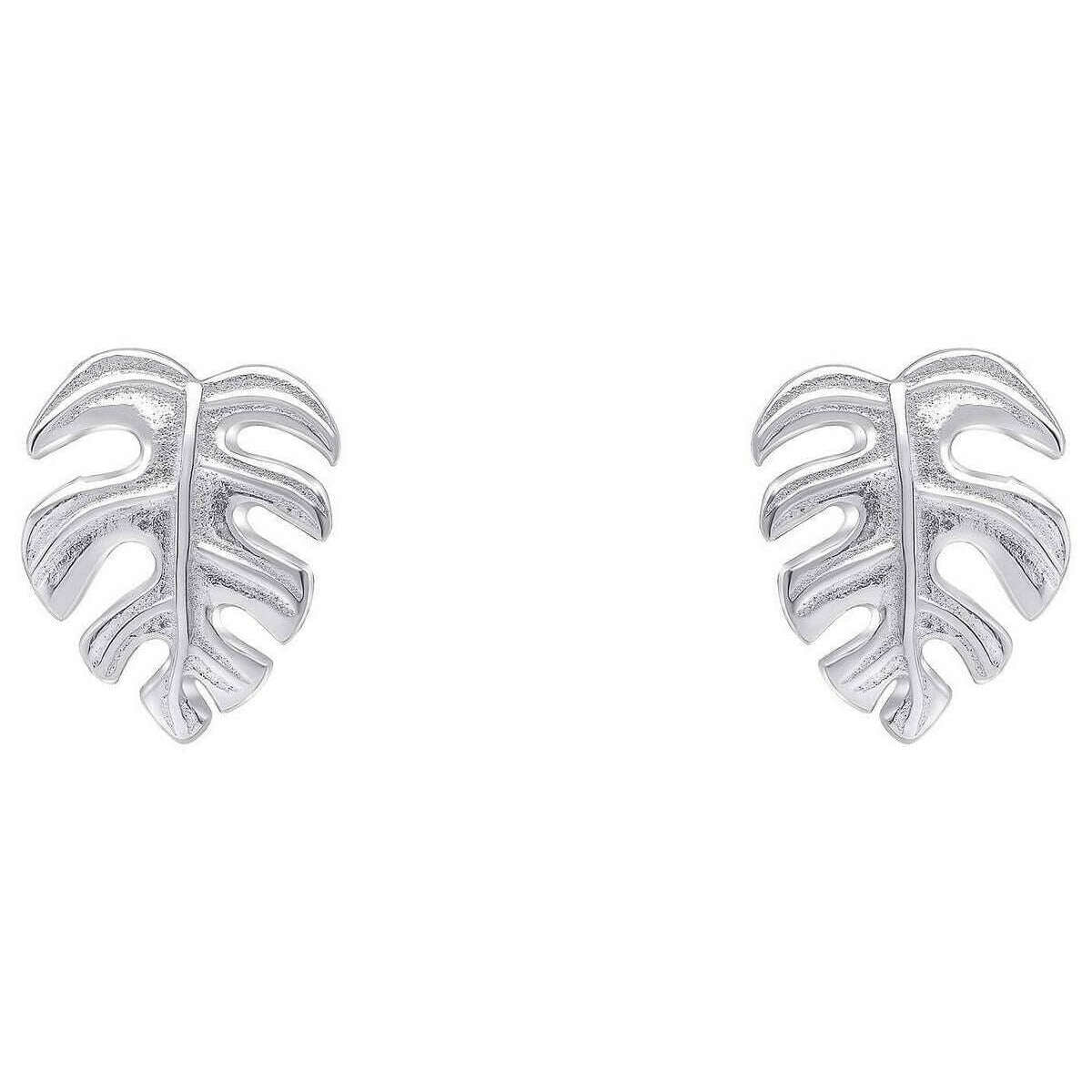 Beginnings Monstera Leaf Stud Earrings - Silver