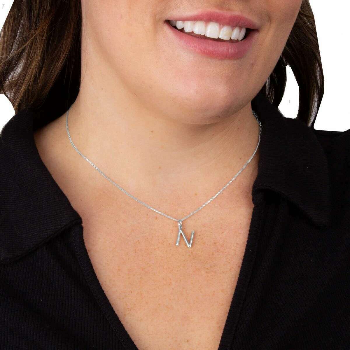 Beginnings N Initial Pendant - Silver - Image 2