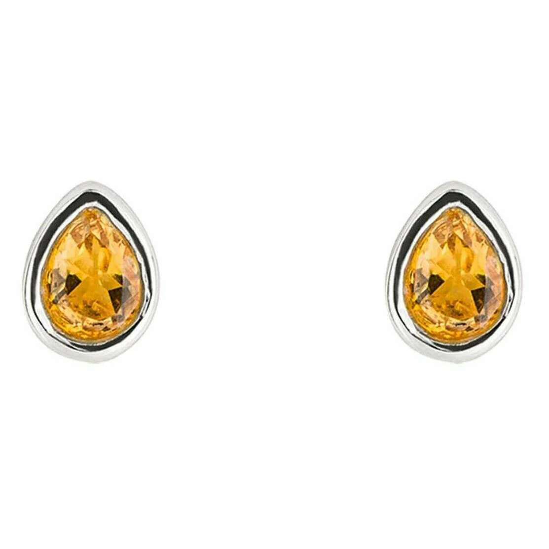 Beginnings November Semi-Precious Birthstone Earrings - Silver/Yellow