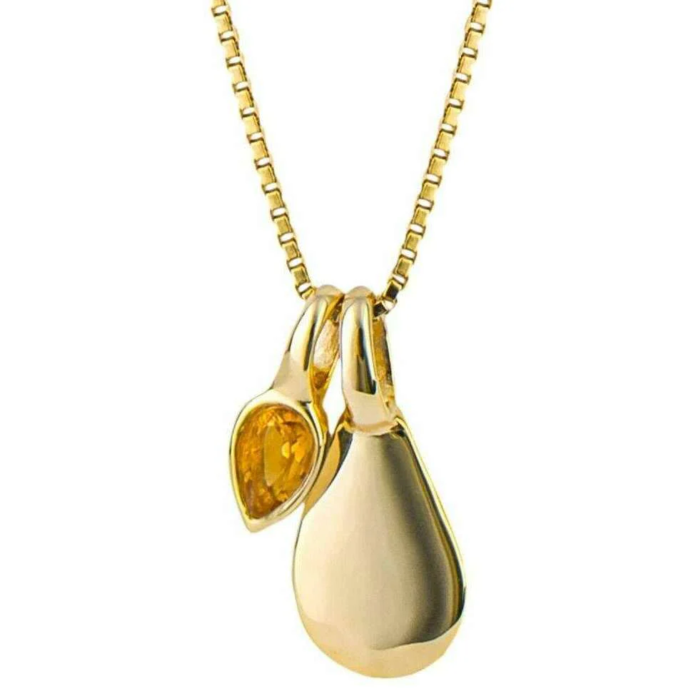Beginnings November Semi-Precious Birthstone Necklace - Gold/Yellow