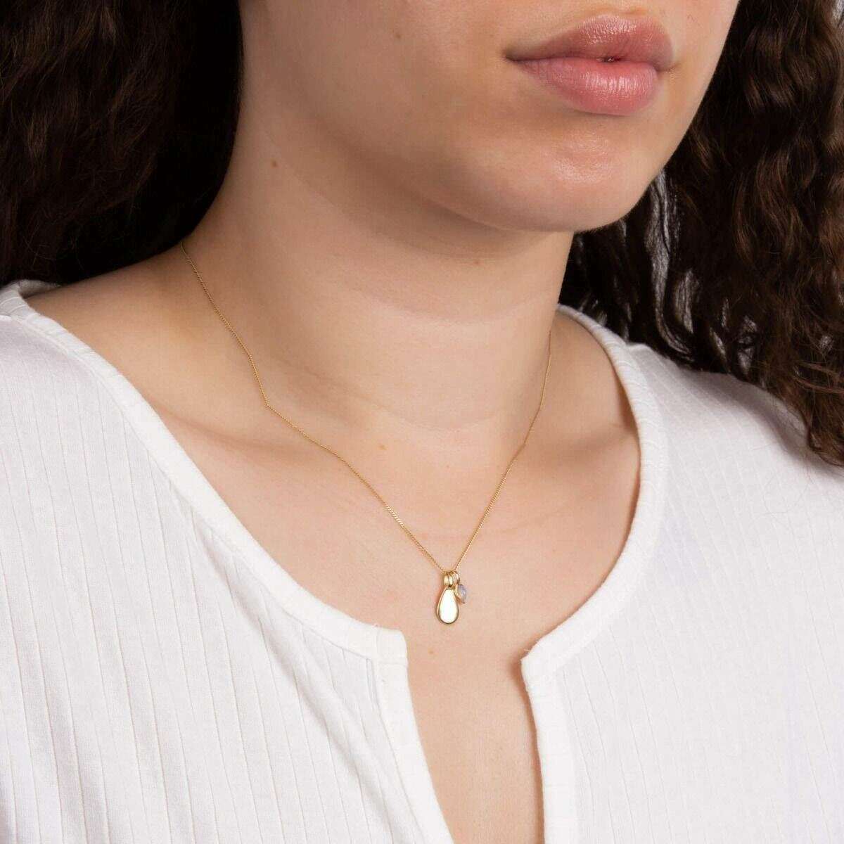 Beginnings October Semi-Precious Birthstone Necklace - Gold/White - Image 2