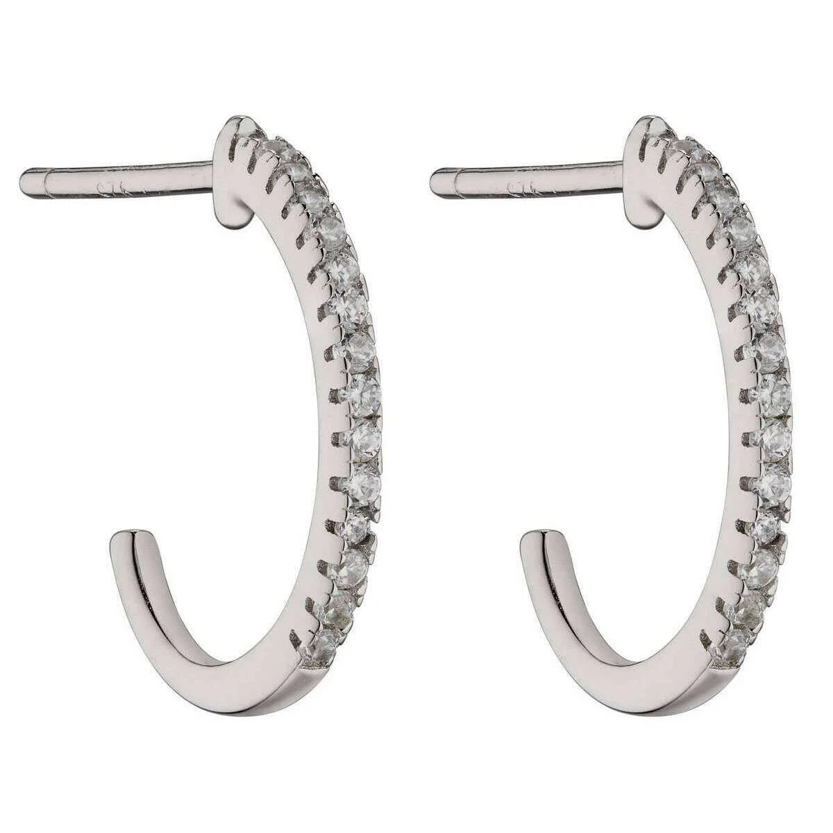 Beginnings Open Gemstone Hoop Earrings - Silver