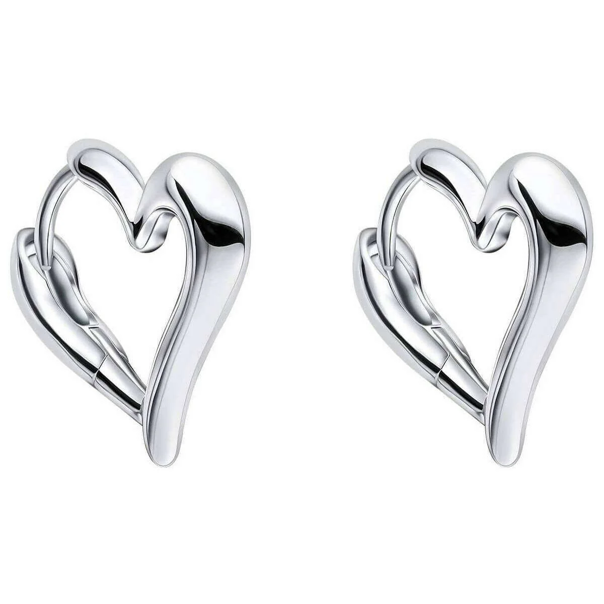 Beginnings Open Heart Hoop Earrings - Silver