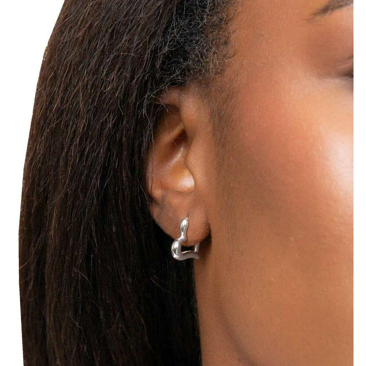 Beginnings Open Heart Hoop Earrings - Silver - Image 2
