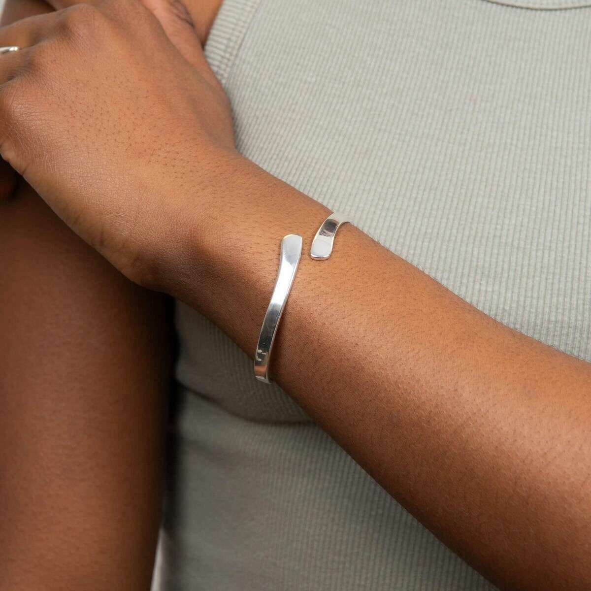 Beginnings Open Wrap Bangle - Silver - Image 2