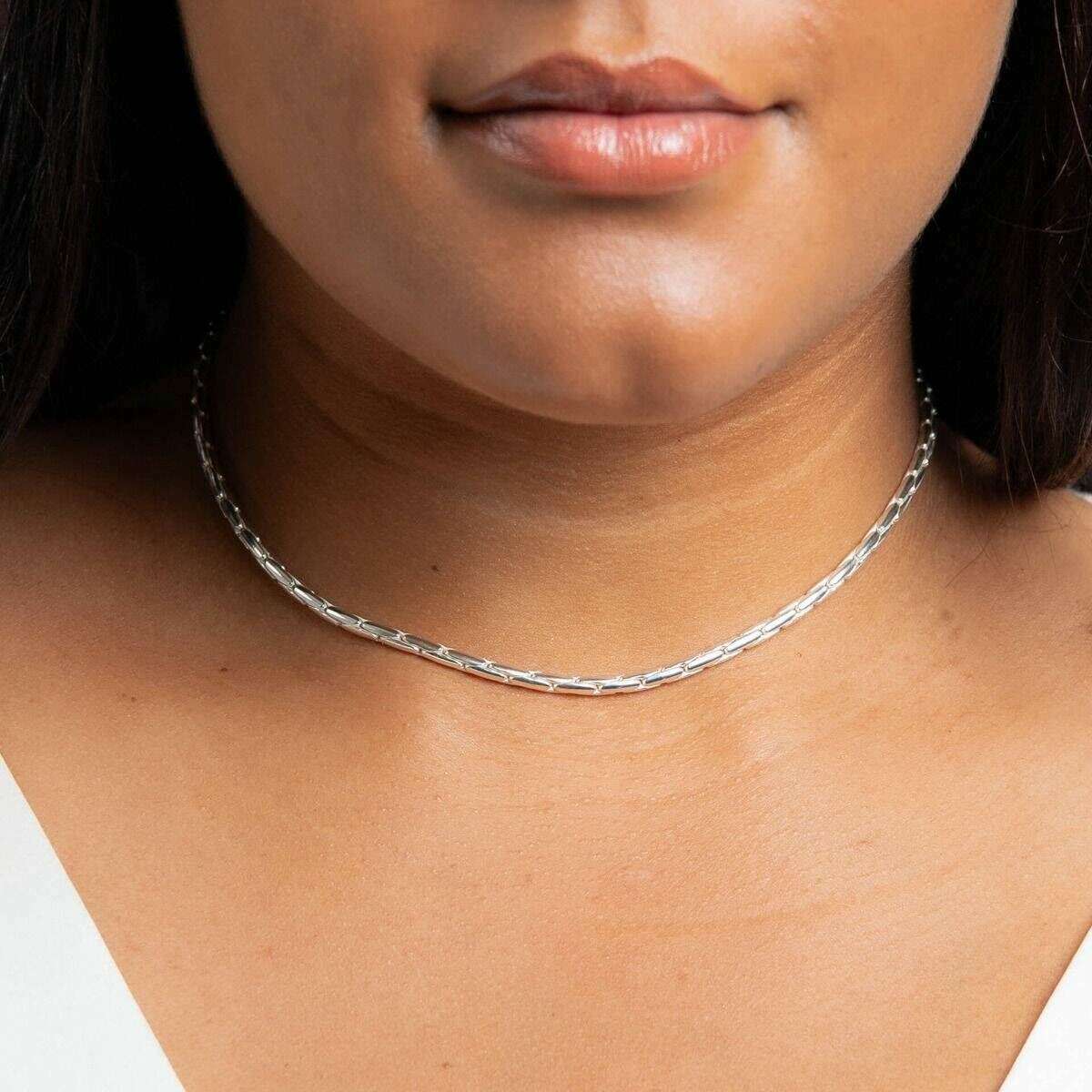 Beginnings Organic Heavyweight Snake Chain Necklace - Silver - Image 2