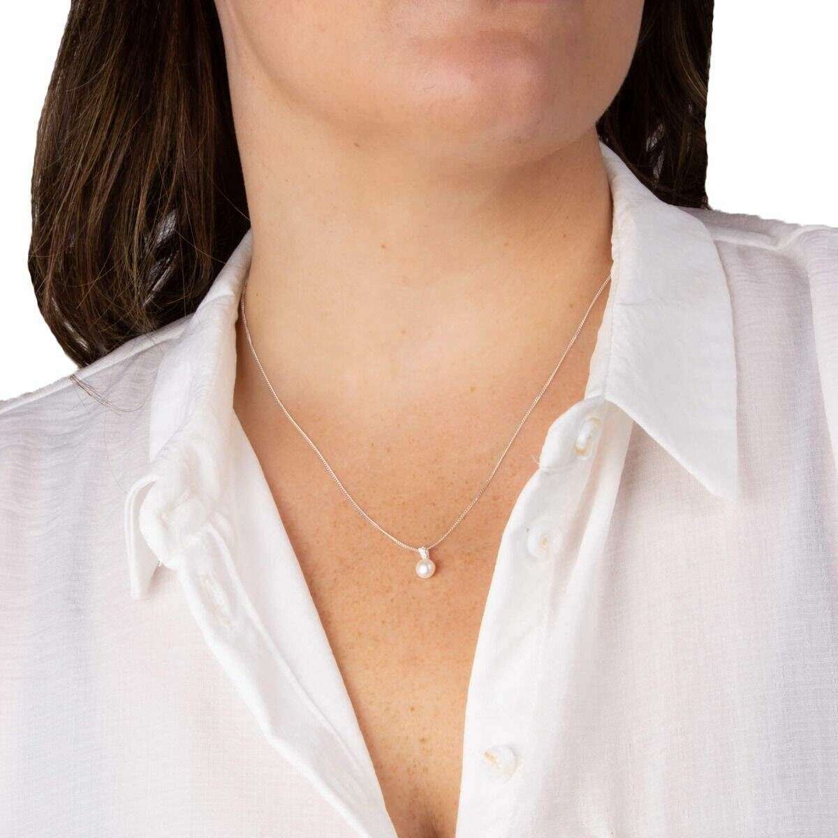 Beginnings Pave Pearl Pendant - Silver/White - Image 2
