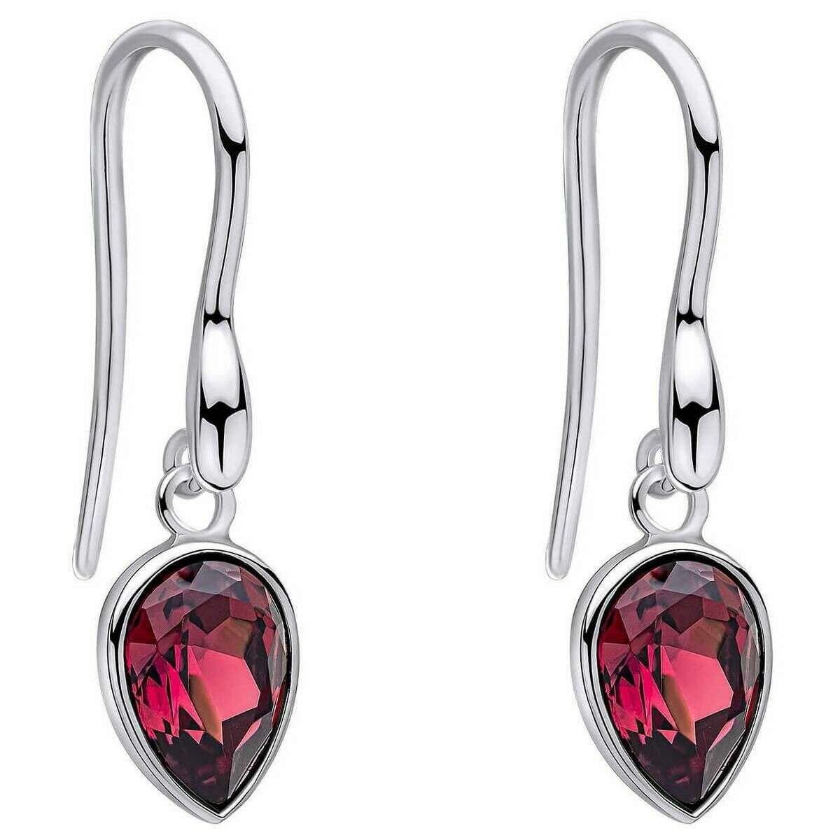 Beginnings Pear Shape Crystal Drop Earrings - Silver/Amethyst Purple
