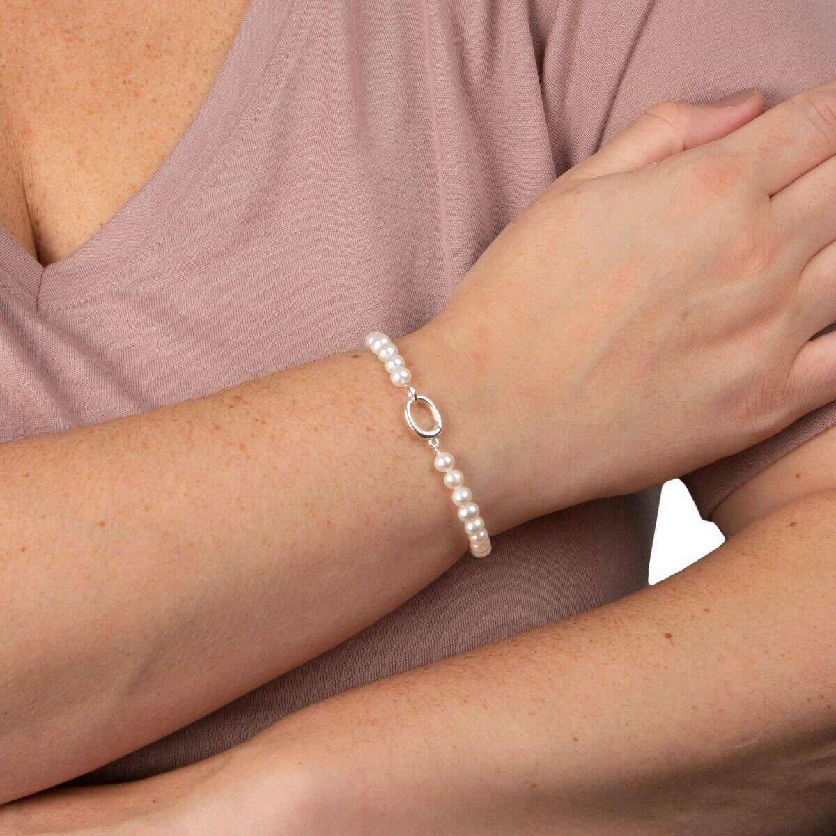Beginnings Pearl Charm Bracelet - Silver/White - Image 2