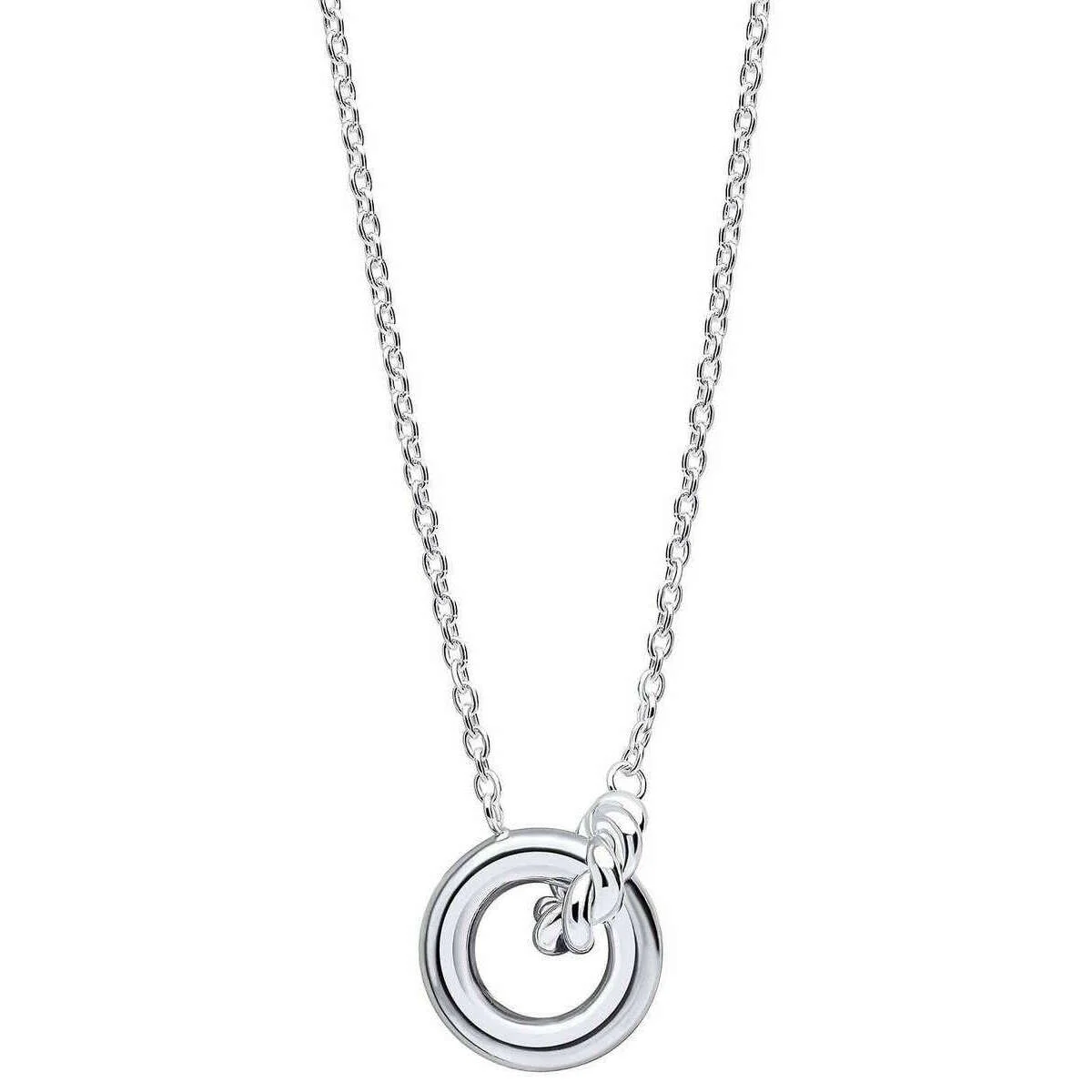 Beginnings Plain and Rope Linked Circles Necklace - Silver