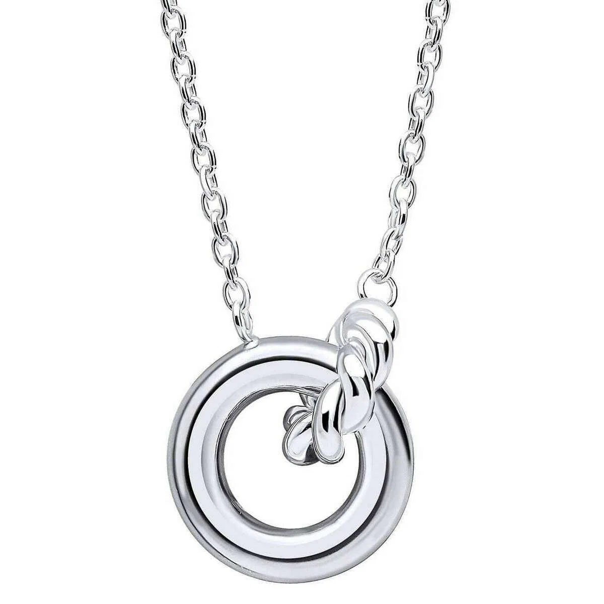 Beginnings Plain and Rope Linked Circles Necklace - Silver - Image 2