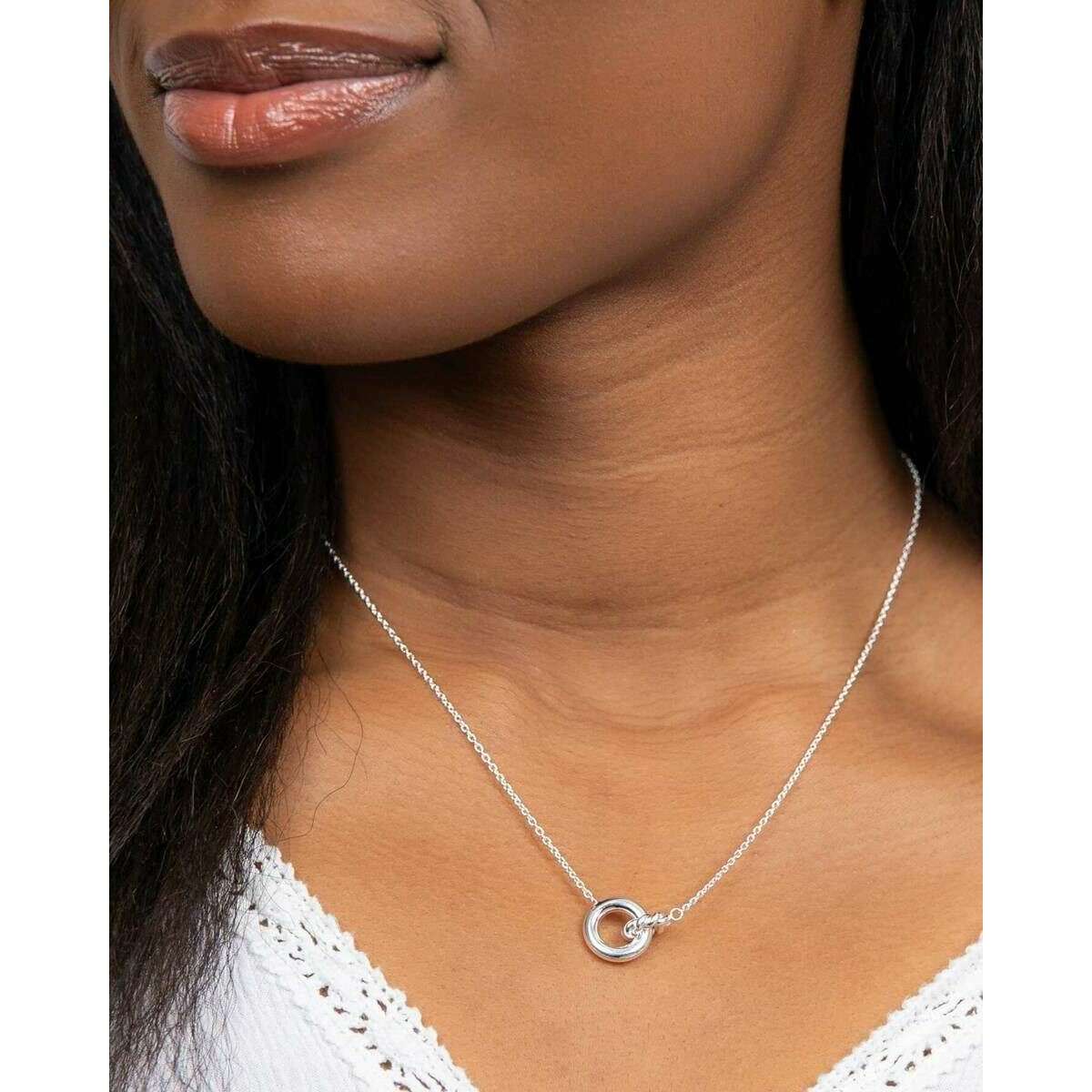 Beginnings Plain and Rope Linked Circles Necklace - Silver - Image 3